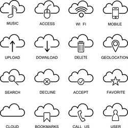 Cloud computing icons linear vector