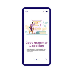 grammar and spelling editor app onboarding screen vector image