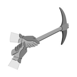 hands in gloves using pickax vector image