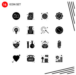 Pack 16 modern solid glyphs signs and symbols vector