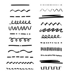 a set various highlighter and underline lines vector image
