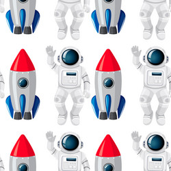 Astronaut and Rocket Pattern vector image