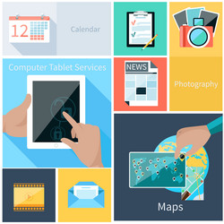 Computer tablet services web application concept vector