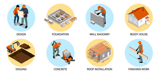 House construction icons set Royalty Free Vector Image