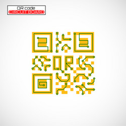 qr code with circuit board logo technology vector image