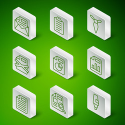 set line marker pen document with graph chart vector image