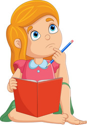 Little girl cartoon studying Royalty Free Vector Image