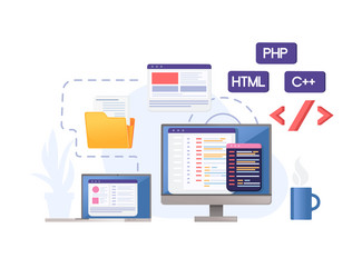concept for development using programming vector image