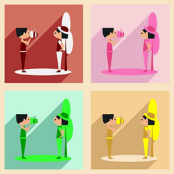 flat with shadow concept and mobile application vector image