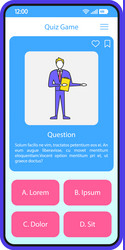 quiz game app smartphone interface template vector image