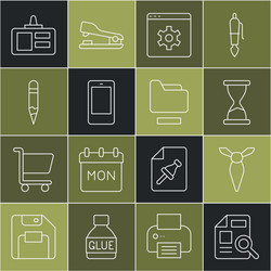 set line document with graph chart tie old vector image