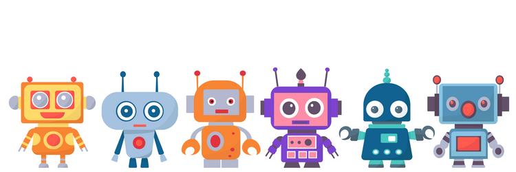 set of robots androids in doodle style on a white vector image