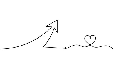 abstract continuous lines arrows with heart vector image