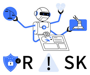 ai robot managing risk through analysis vector image