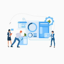 Business people working on project flat icon vector