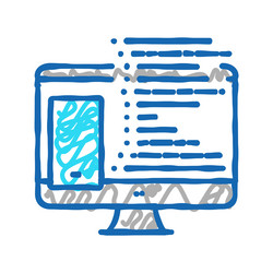 coding phone application on computer icon doodle vector image