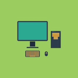 computer case with monitor keyboard and mouse vector image