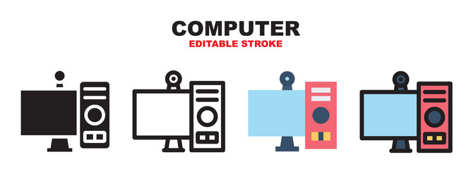 computer icon set with different styles editable vector image