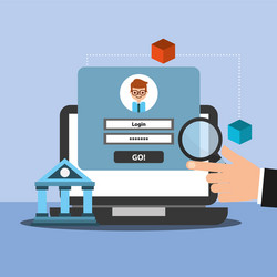 laptop banking website login blockchain vector image