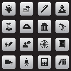set of 16 editable university icons includes vector image