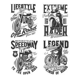 Tshirt print with racing off road bike sport team vector