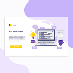 workplace of programmer or coder vector image