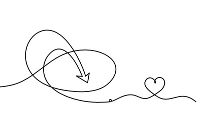 abstract continuous lines arrows with heart vector image