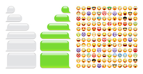 blank message bubbles with emoji green chat vector image