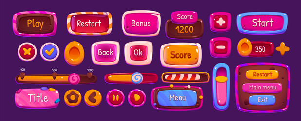 Candy Game UI Button Set vector image