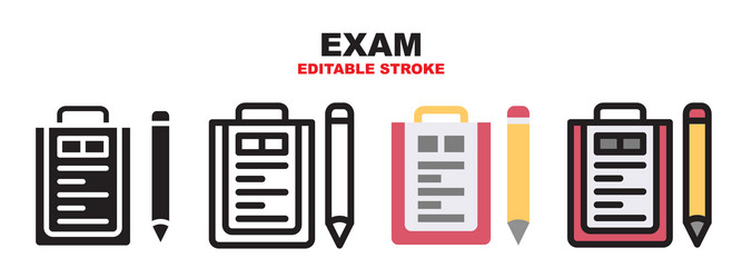 exam icon set with different styles editable vector image
