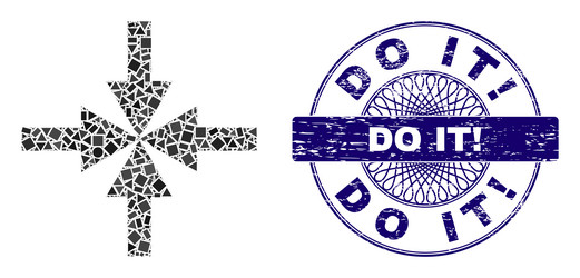grunge do it warning badge and geometric compress vector image