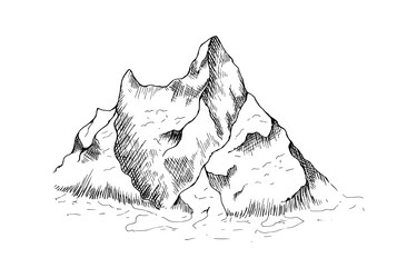 Hand drawn mountain landscapehand vector