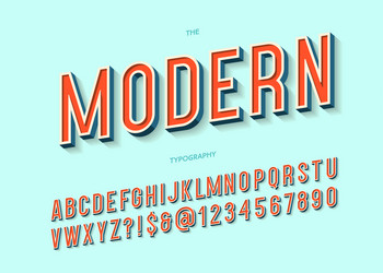 modern typeface 3d typography colorful style vector image