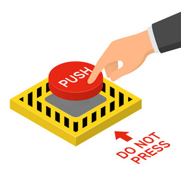 Red Emergency Button - Isometric View vector image