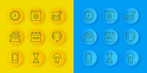 set line mobile phone mail and e-mail calendar vector image