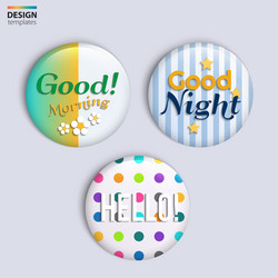 three colorful glossy badges with text vector image