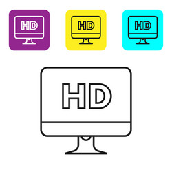 black line computer pc monitor display with hd vector image