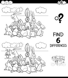 Find Six Differences - Rabbit Game vector image