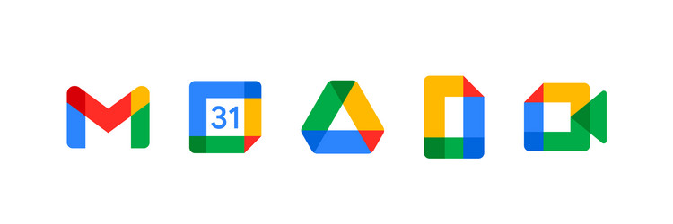 New google product logo set with flat multicolor vector