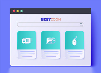 set video graphic card and computer mouse icon vector image