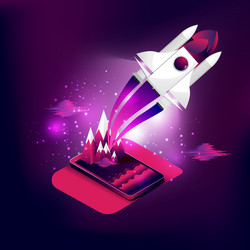 abstract business concept spaceship launch from vector