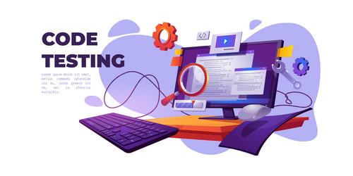 Code Testing Banner - Functional PC vector image