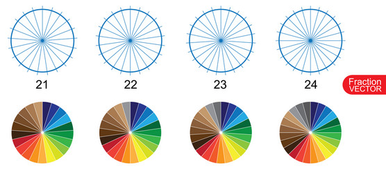 Fraction pie clip art for education on white back vector