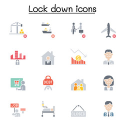 lock down set in flat color style vector image