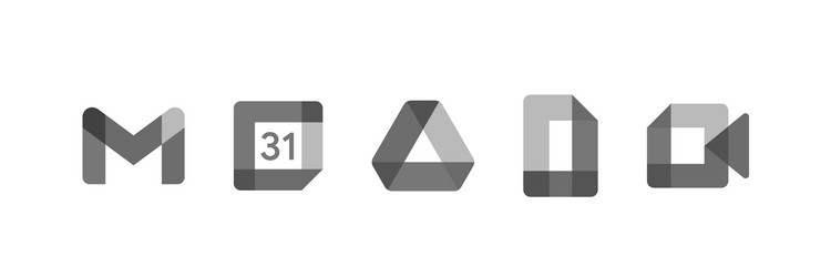 new google product logo set with flat grayscale vector