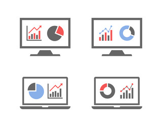 web statistic monitoring icon set financial vector image