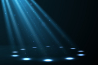 Blue spotlights on black background Royalty Free Vector