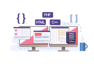concept for development using programming vector image