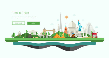 flat design banner header with world vector image