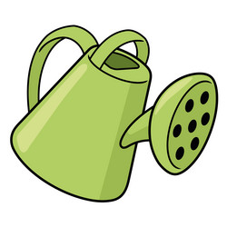 Green watering can on white background vector